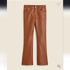 NWt J. Crew Women's High-rise bootcut pant in faux leather in Brown Sz 25P $158